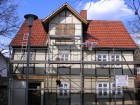 Fassadensanierung Kalkputz auf neu ausgefachten Leichtlehmgefachen in 2006